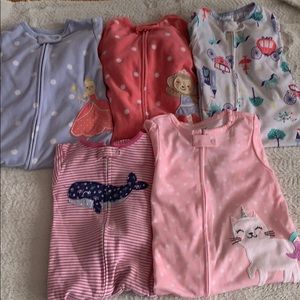 Lot of 5 footie pajamas